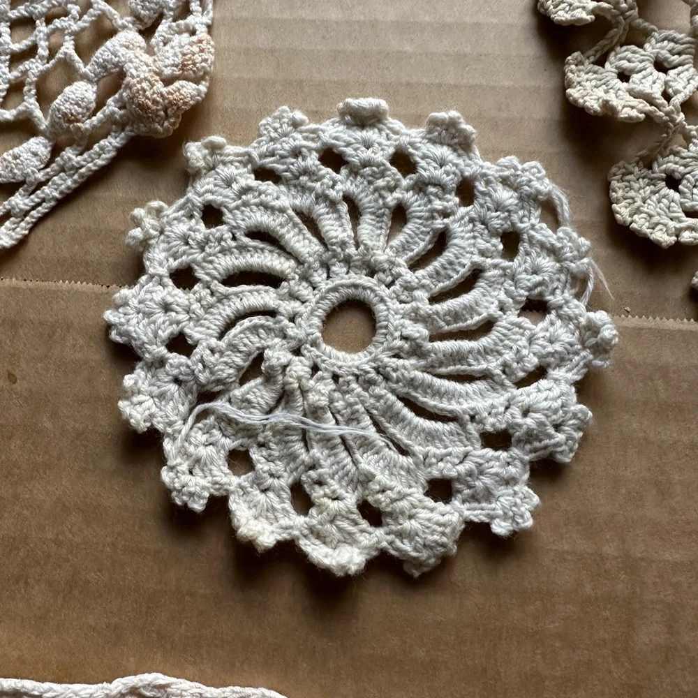 Vintage Doilies 4 piece lot - light stains